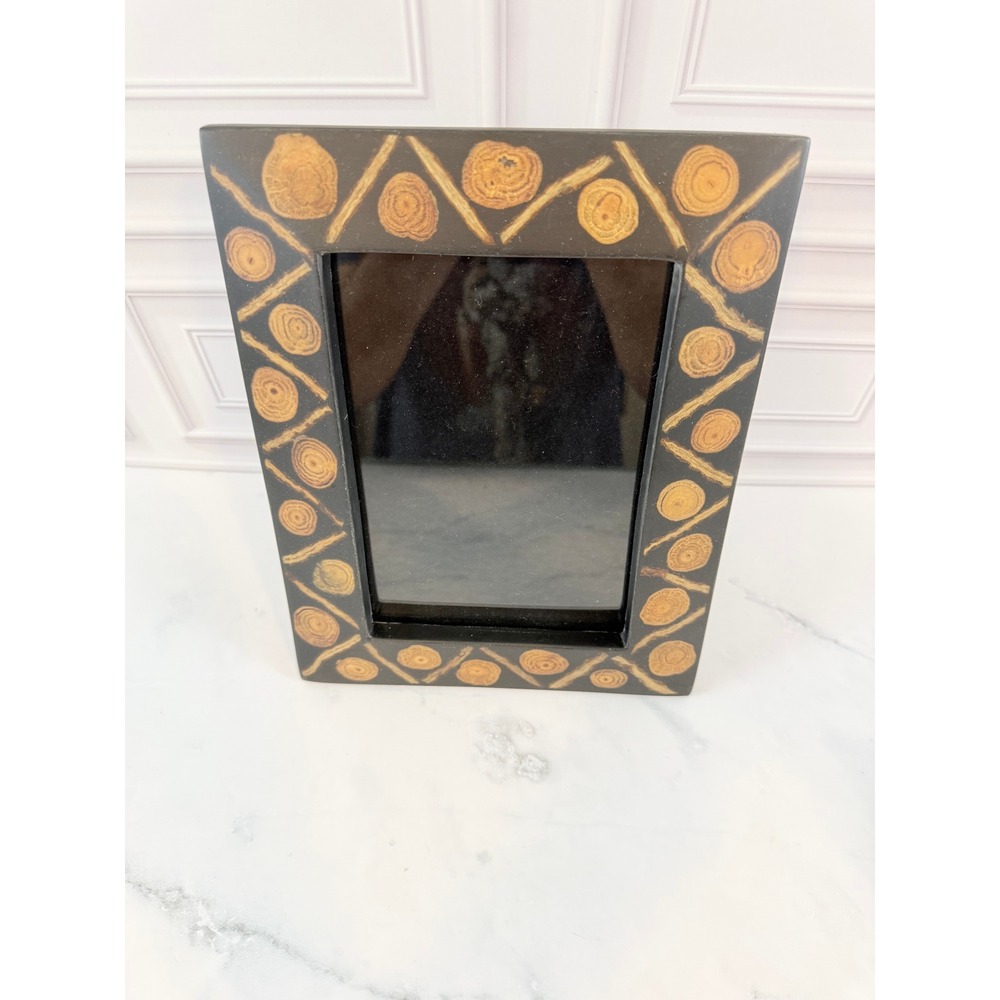 Solid Wood Frame Geometric Inlaid Border 4.5X6.5 Photo